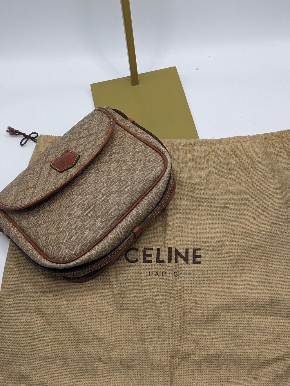 Vintage Celine Macadam Triomphe Monogram Crossbody Shoulder Bag + Dust Bag